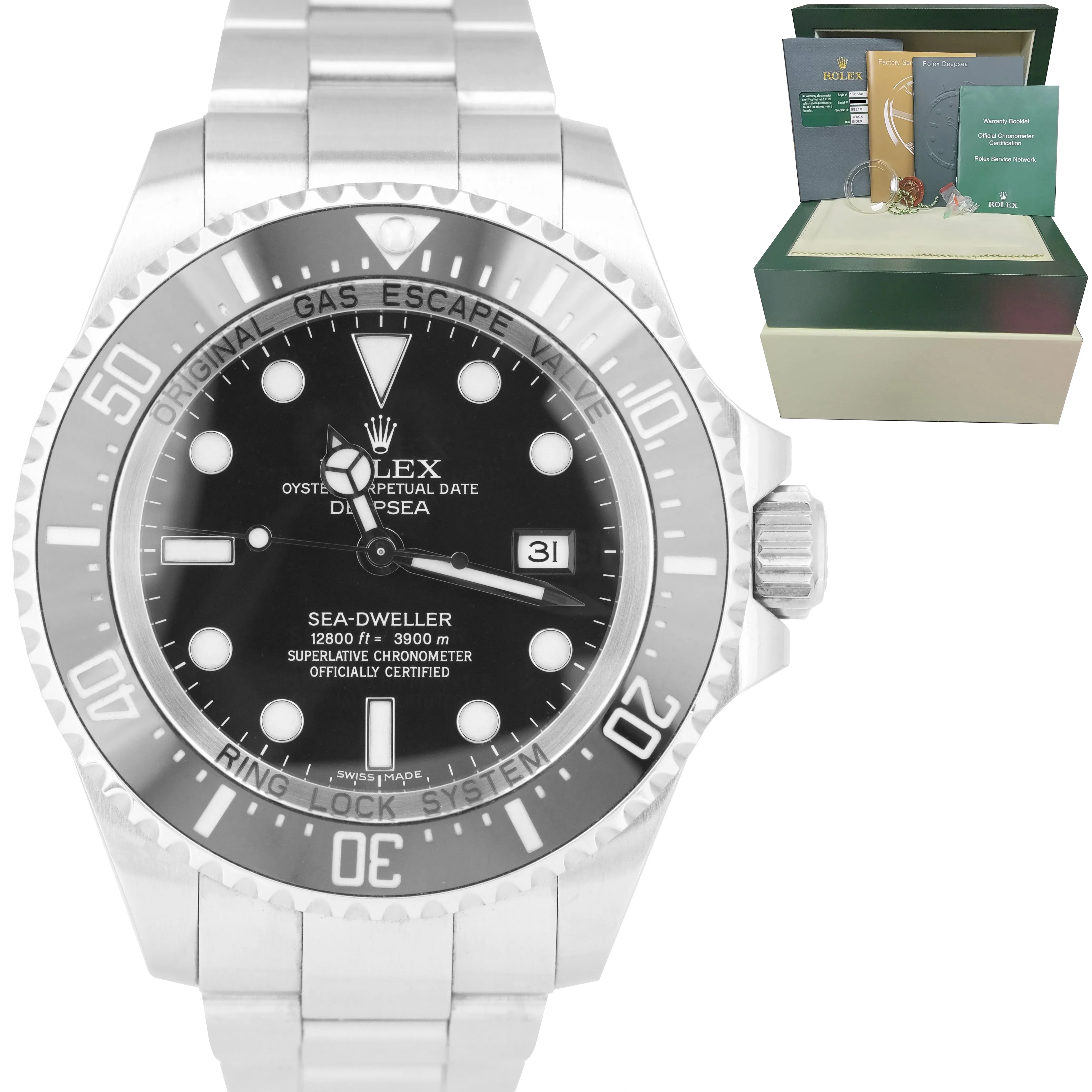 UNPOLISHED Rolex Sea-Dweller Deepsea Stainless 44mm Black Dive Watch 116660 B P