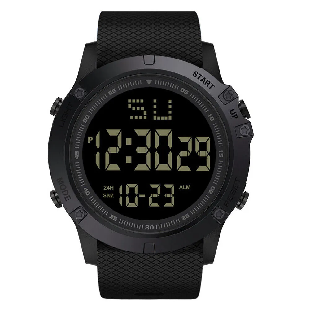US 1-2 Pc Large Dial Stopwatch Sport Mens Watches LED Light Digital Wristwatches