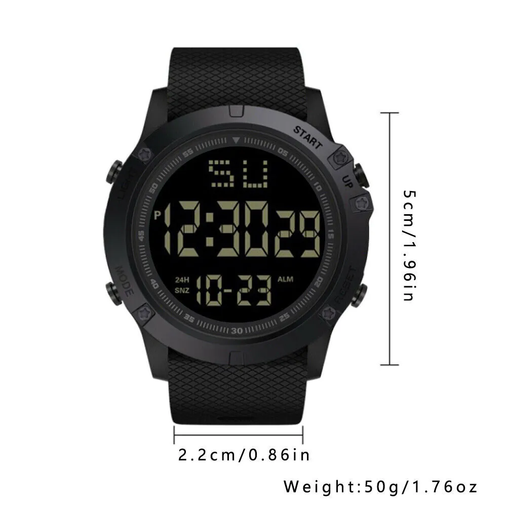 US 1-2 Pc Large Dial Stopwatch Sport Mens Watches LED Light Digital Wristwatches