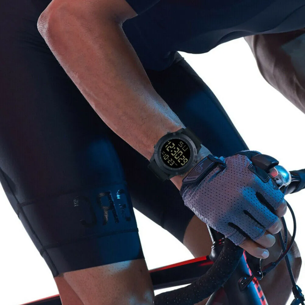 US 1-2 Pc Large Dial Stopwatch Sport Mens Watches LED Light Digital Wristwatches