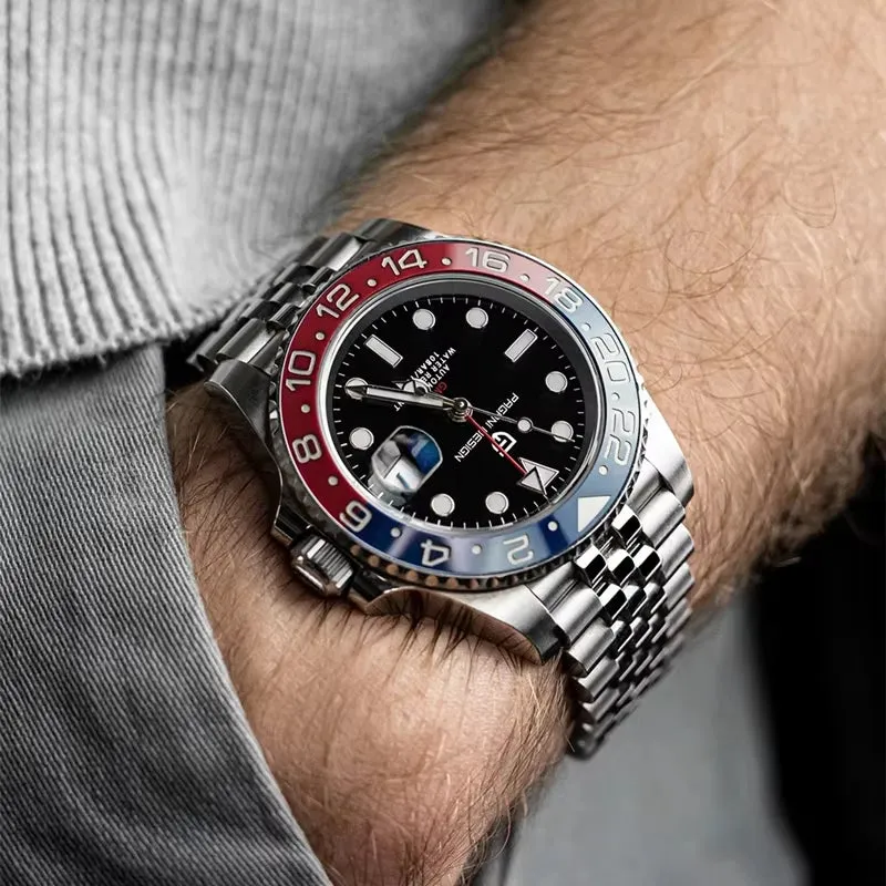 V3 Version GMT Watches Men'S Luxury Sapphire Automatic Mechanical Watch 40MM Stainless Steel Waterproof Watch