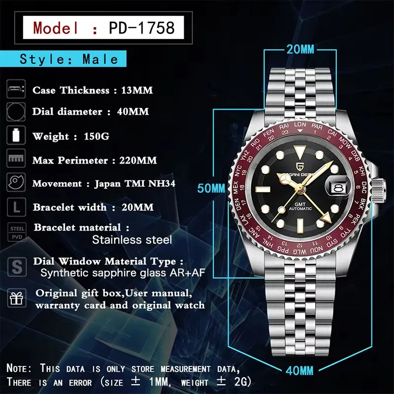V4 40MM GMT NH34 Luxury Men'S Watches Top Fashion Automatic Mechanical Watches for Men Sapphire Waterproof Clock