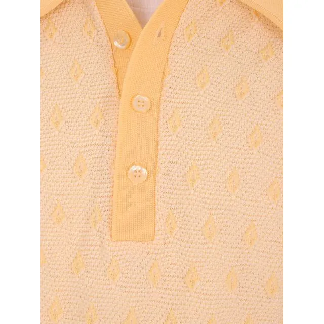 Vintage Mens Shirt Lucien Piccard Yellow Poly Uber 1970s
