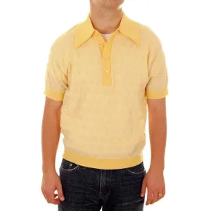 Vintage Mens Shirt Lucien Piccard Yellow Poly Uber 1970s