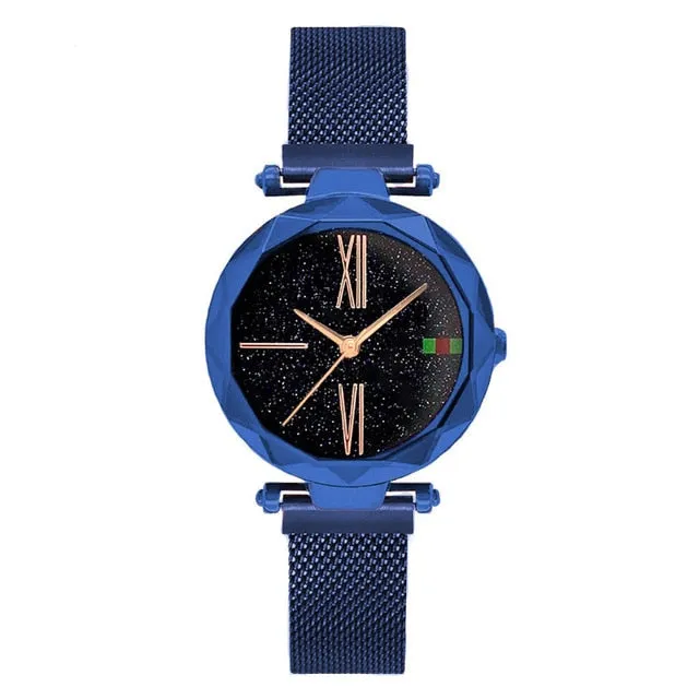 Watch Luxury Rose Gold Women Magnet Buckle Fashion Waterproof Roman numerals