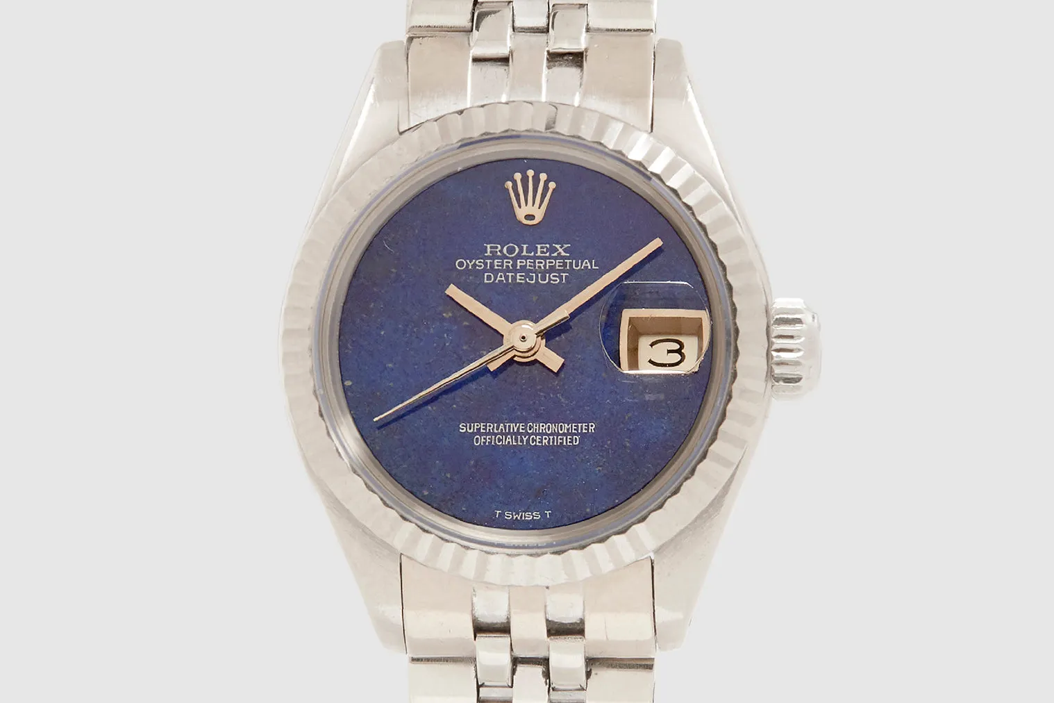 White Gold Ladies Rolex Oyster Perpetual Datejust Lapis Lazuli Dial 1974