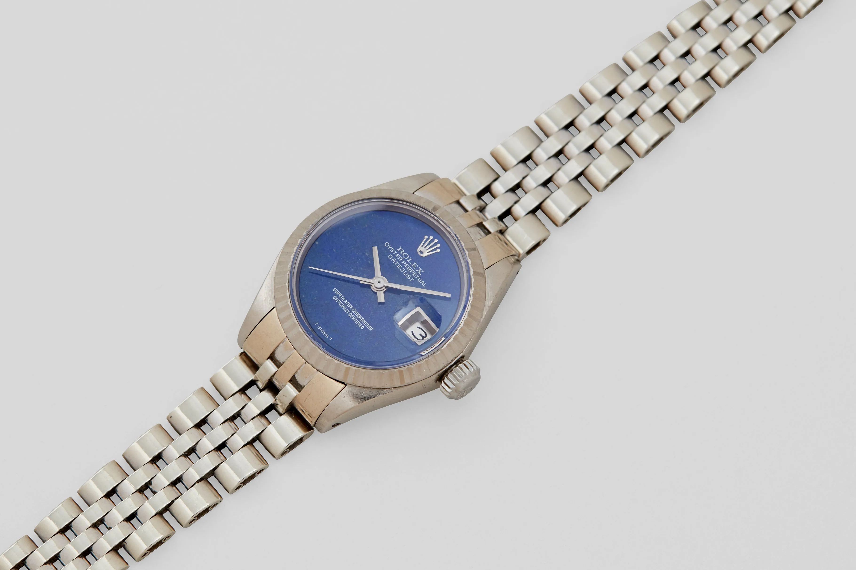 White Gold Ladies Rolex Oyster Perpetual Datejust Lapis Lazuli Dial 1974