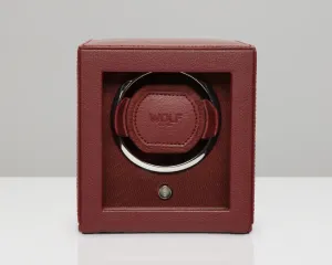 WOLF Single Cub Watch Winder with Cover - Bordeaux