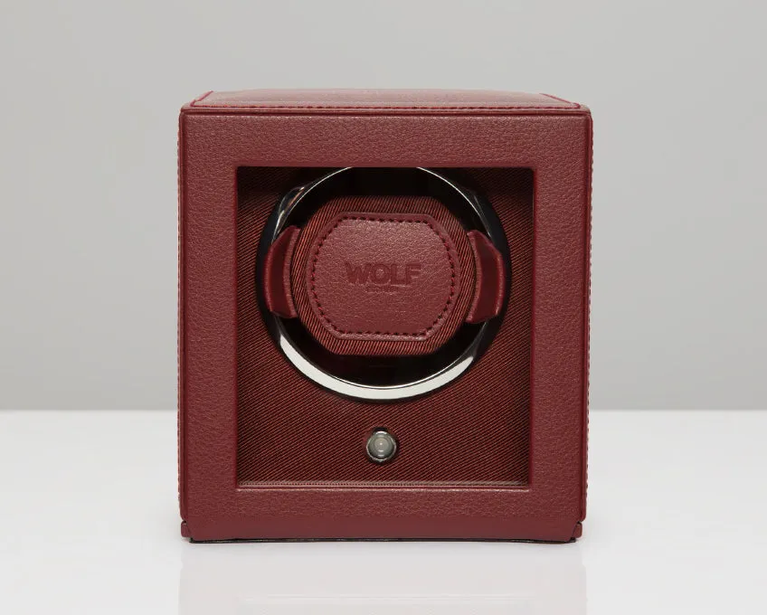 WOLF Single Cub Watch Winder with Cover - Bordeaux