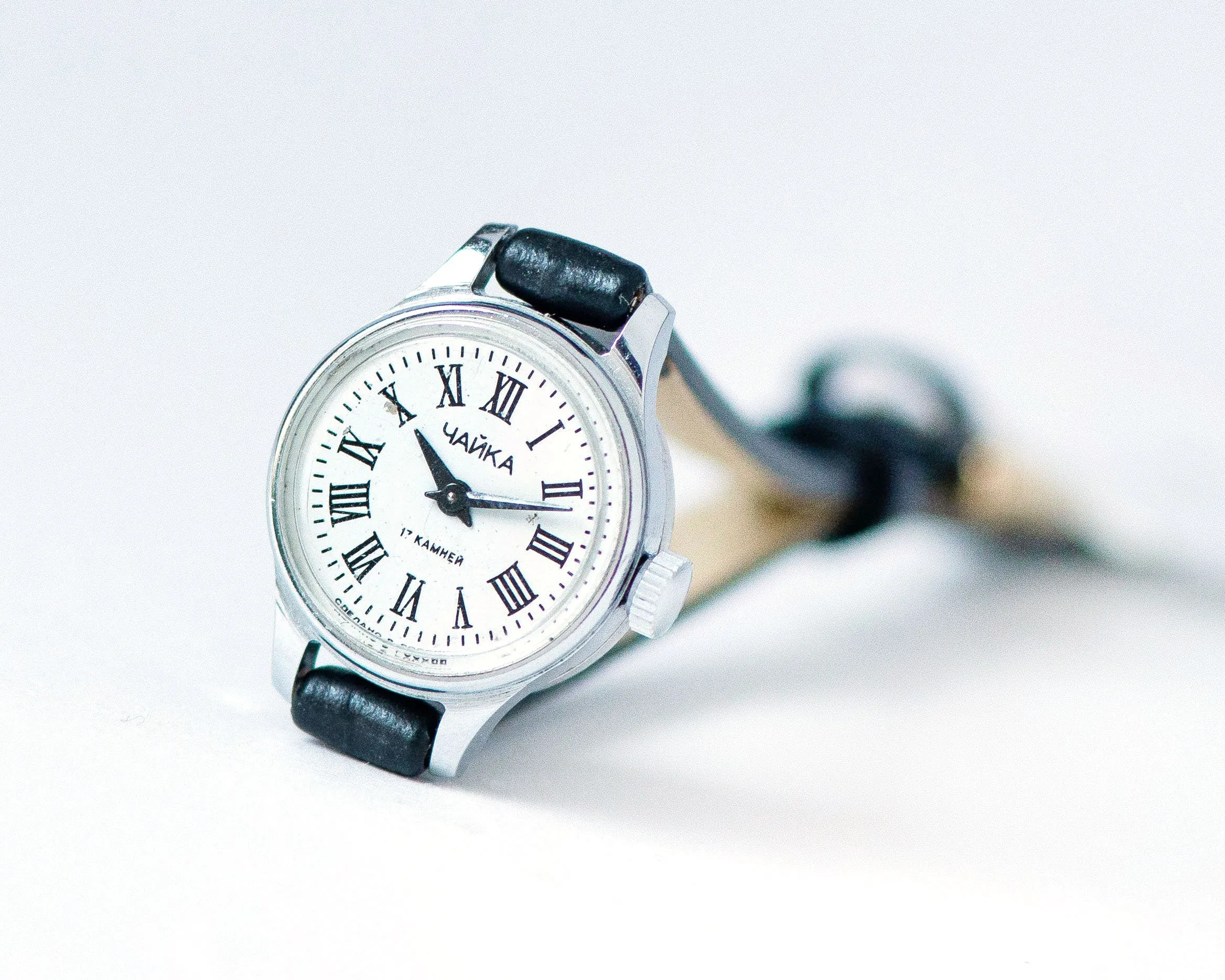 Women watch Roman numerals Seagull, silver shade women watch tiny classic timepiece, delicate lady watch gift, new premium leather strap