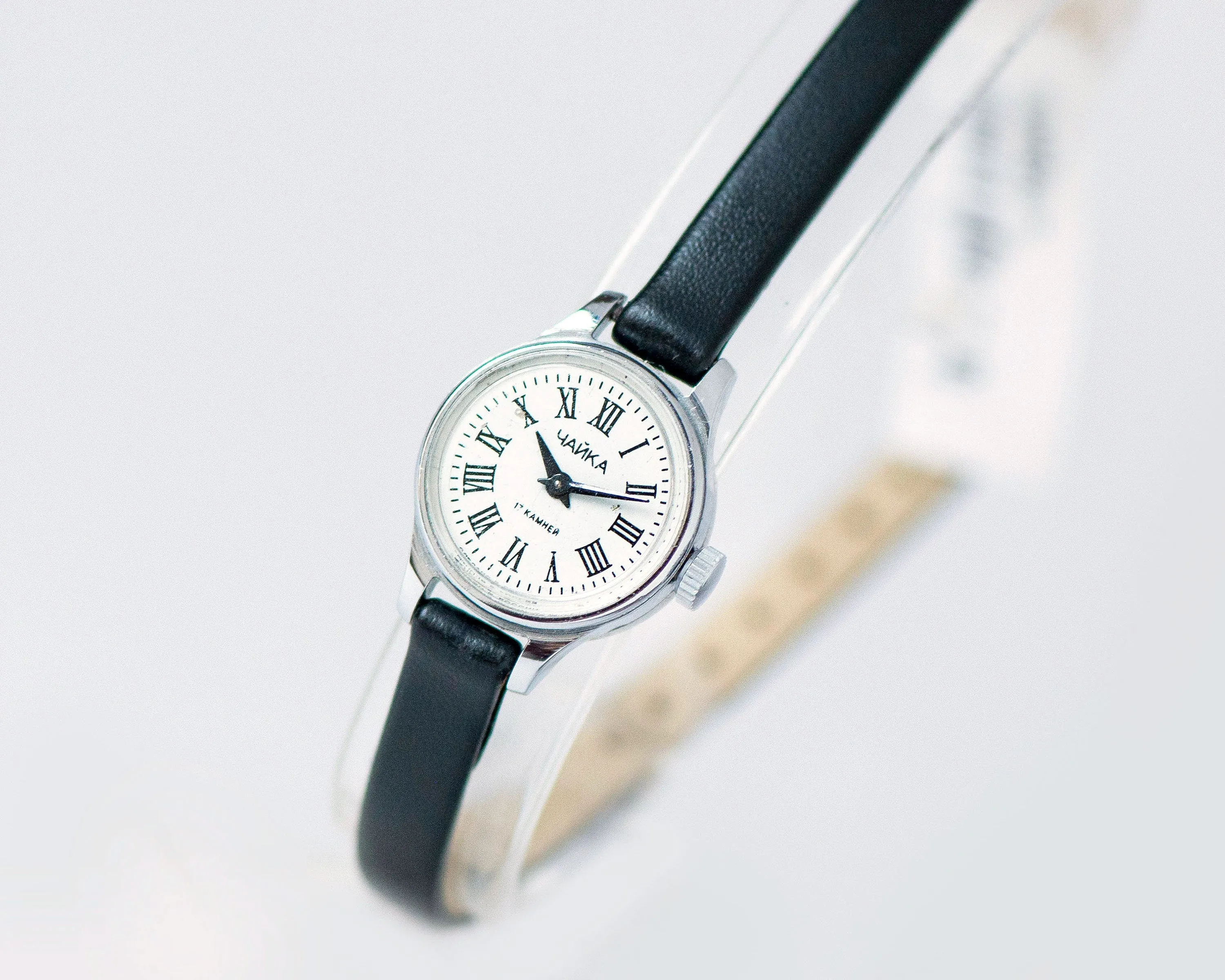 Women watch Roman numerals Seagull, silver shade women watch tiny classic timepiece, delicate lady watch gift, new premium leather strap