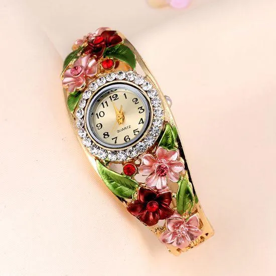 Women's Beautiful Glass Flower Watch In 6 Colors!
