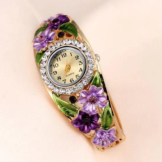 Women's Beautiful Glass Flower Watch In 6 Colors!