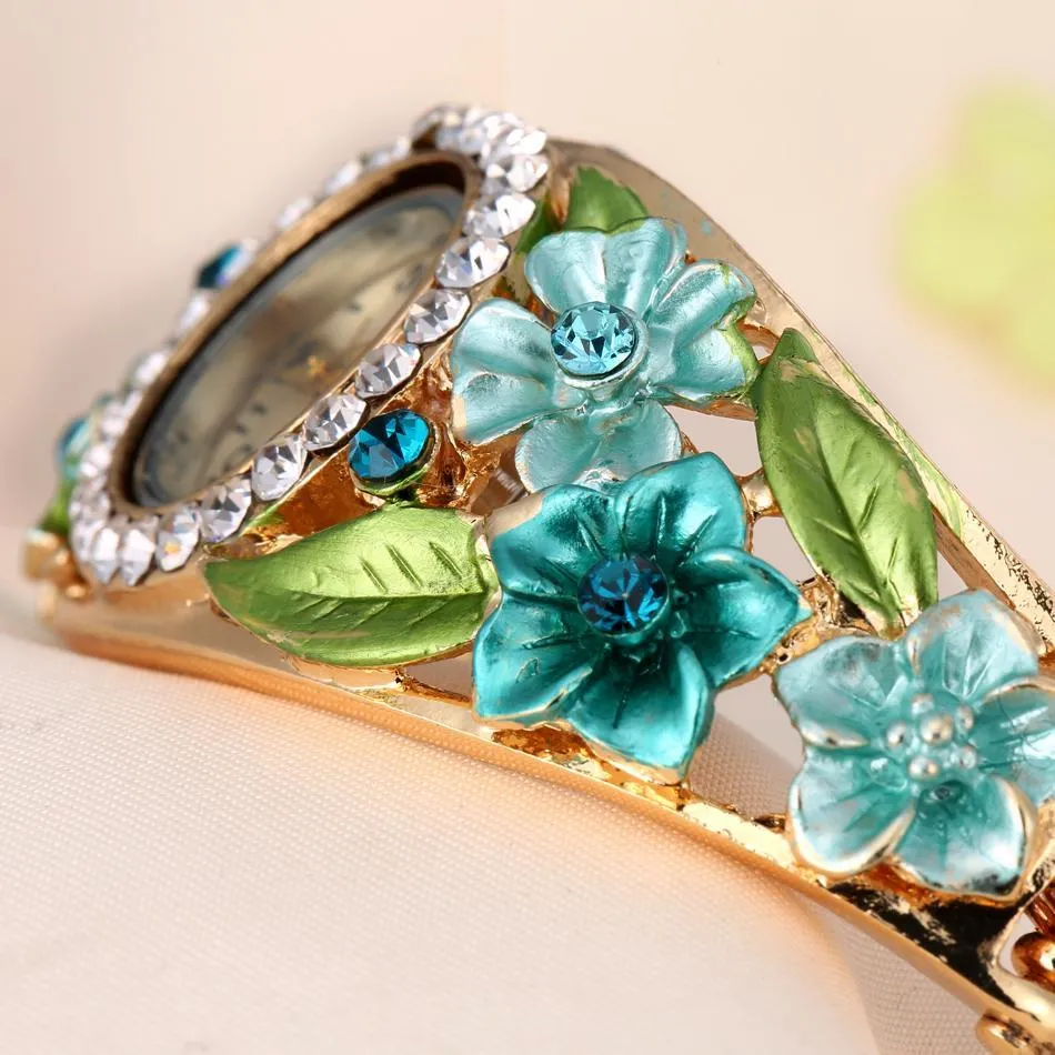 Women's Beautiful Glass Flower Watch In 6 Colors!