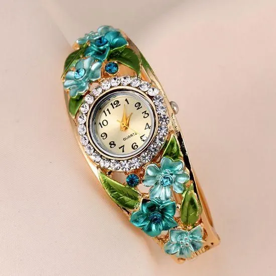 Women's Beautiful Glass Flower Watch In 6 Colors!