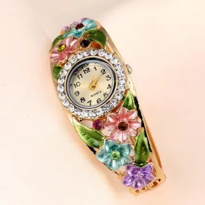 Women's Beautiful Glass Flower Watch In 6 Colors!