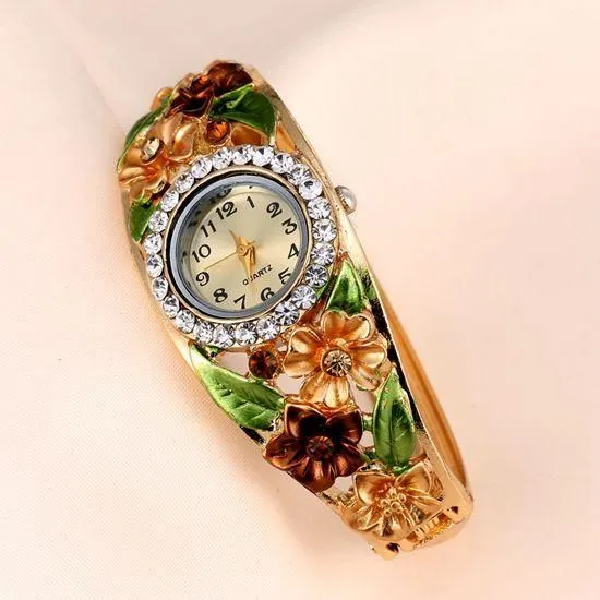 Women's Beautiful Glass Flower Watch In 6 Colors!