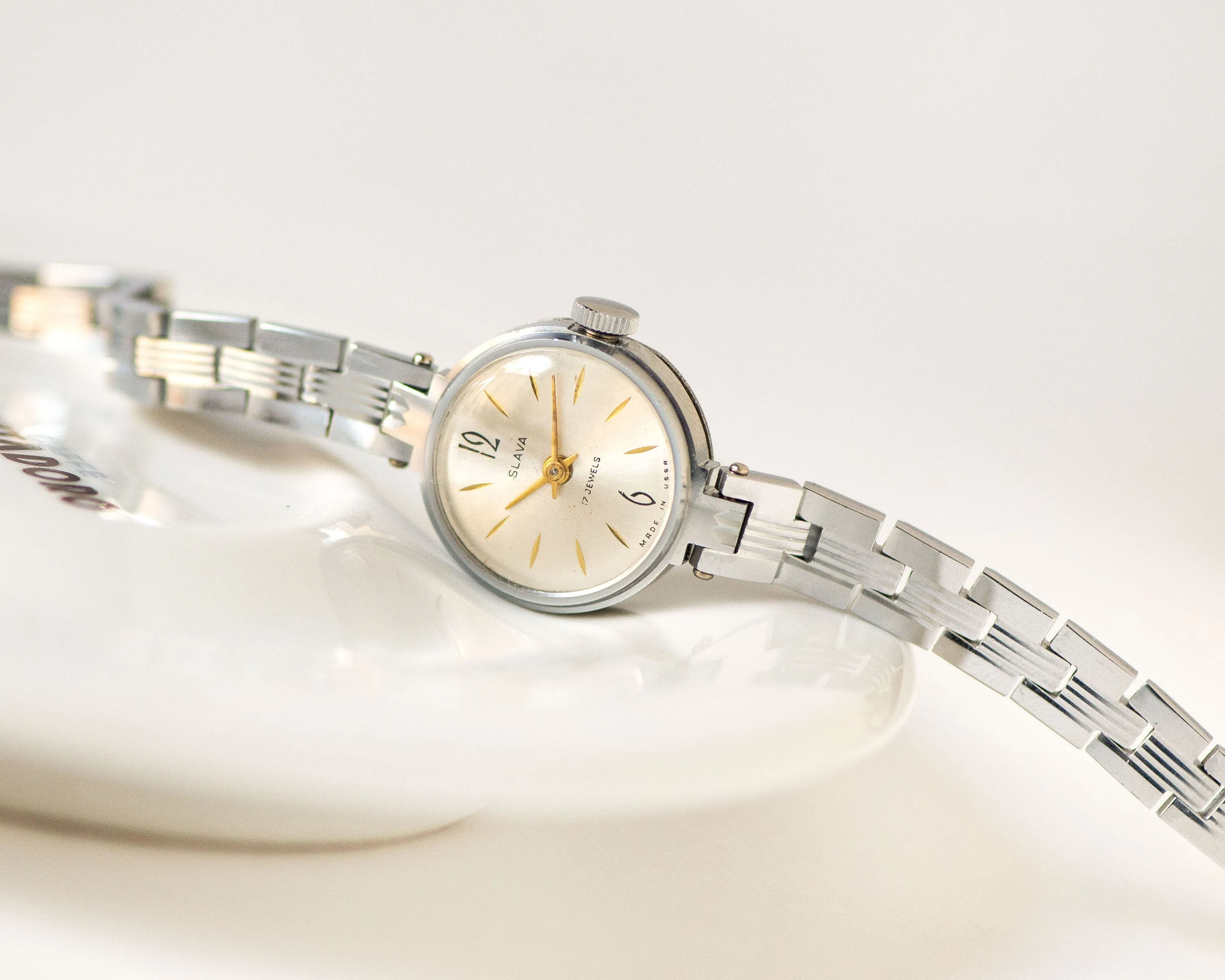 Women's cocktail watch bracelet Glory, lady wristwatch silver shade evening jewelry, classic lady watch retro, minimalist woman watch gift