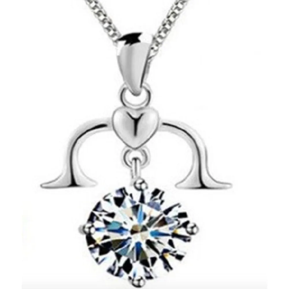 Zodiac Sign Crystal Pendants with Chain