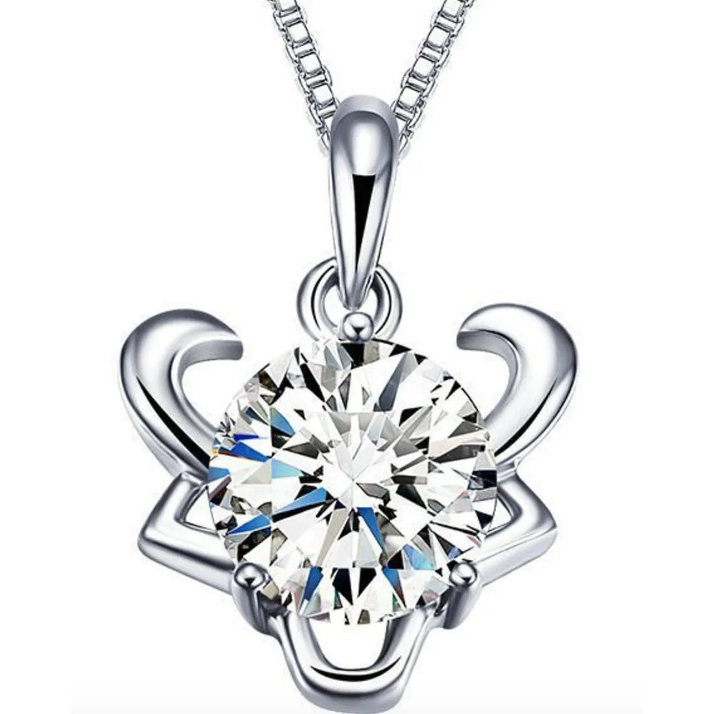 Zodiac Sign Crystal Pendants with Chain